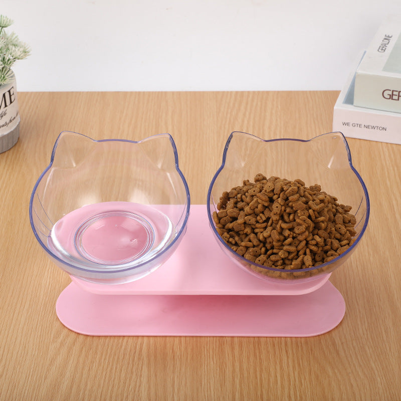 Inclined Clear Cat Bowl – Ergonomic Feeding Design