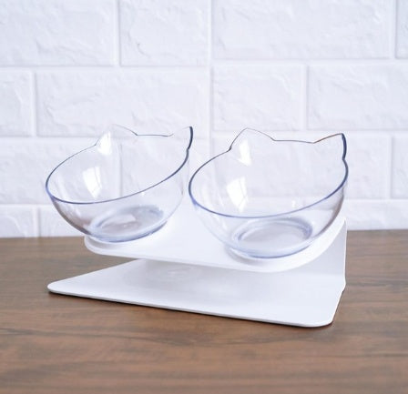 Inclined Clear Cat Bowl – Ergonomic Feeding Design