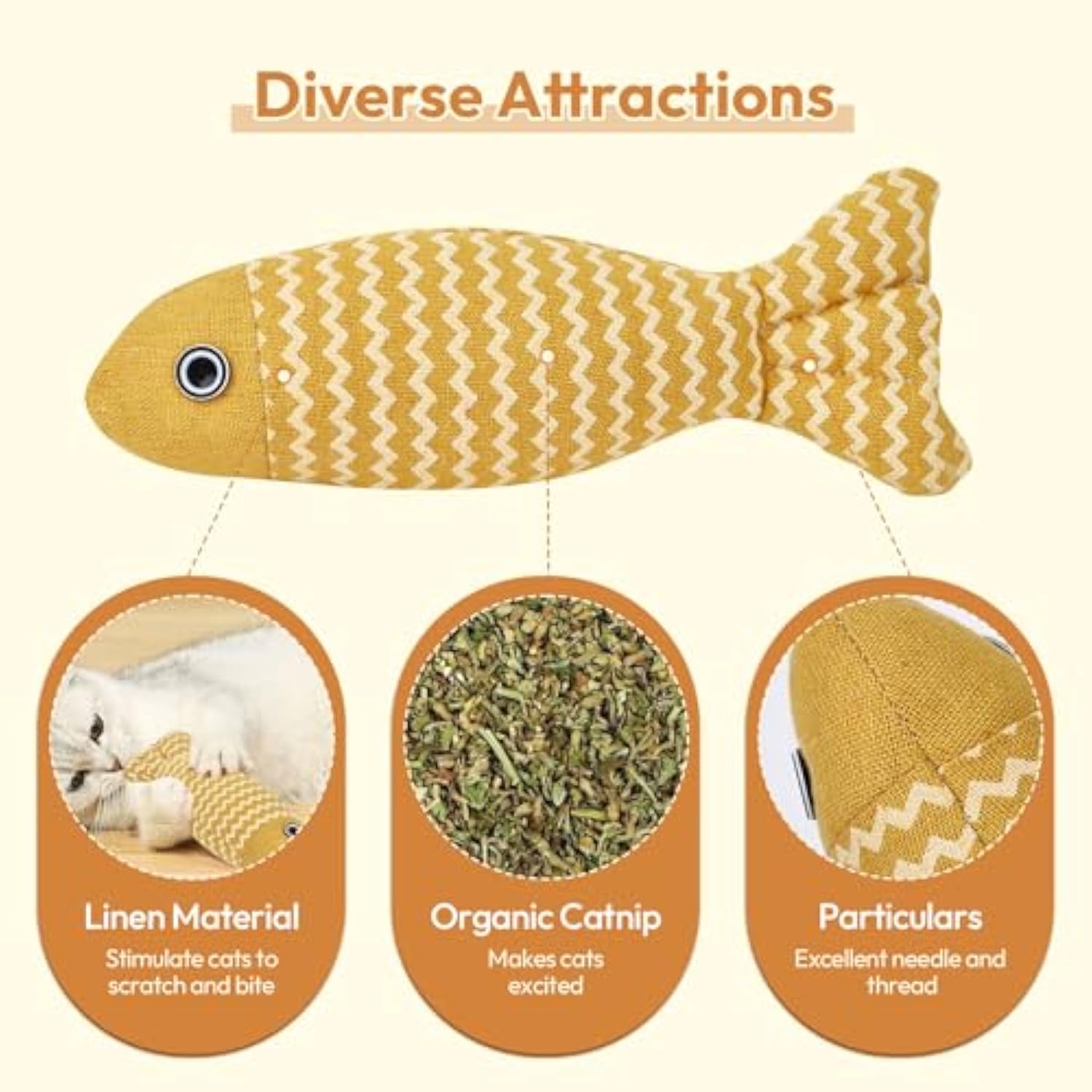 Catnip Fish Kicker Toys (3-Pack)