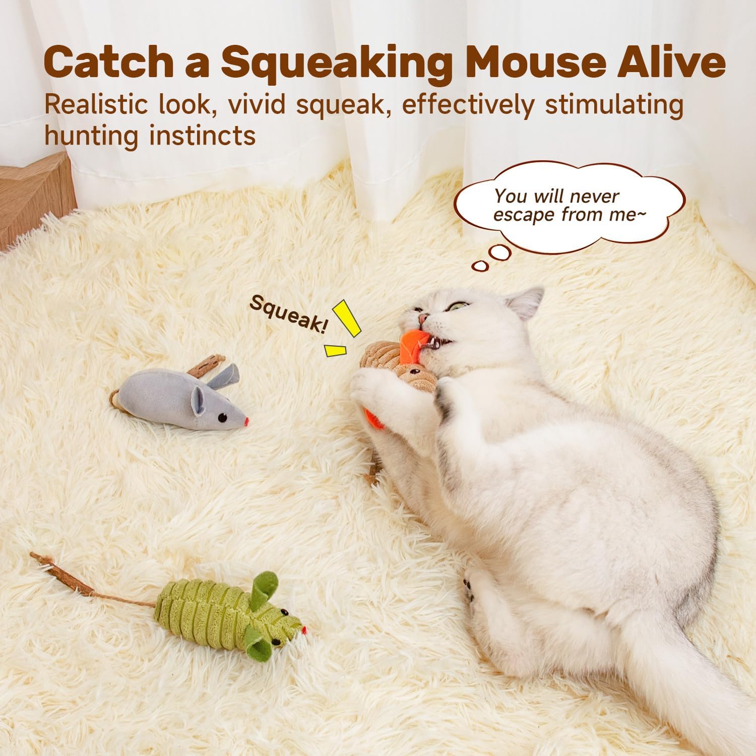 ChirpMouse Catnip + Silvervine Squeaky Mice